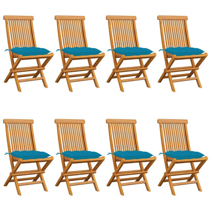 Tuinstoelen Met E Kussens Massief Teakhout 8 lichtblauw