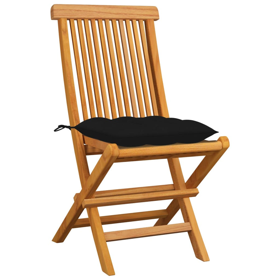 Tuinstoelen 8 St Met Zwarte Kussens Massief Teakhout