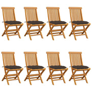 Garden chairs 8 pcs with taupe cushions solid teak