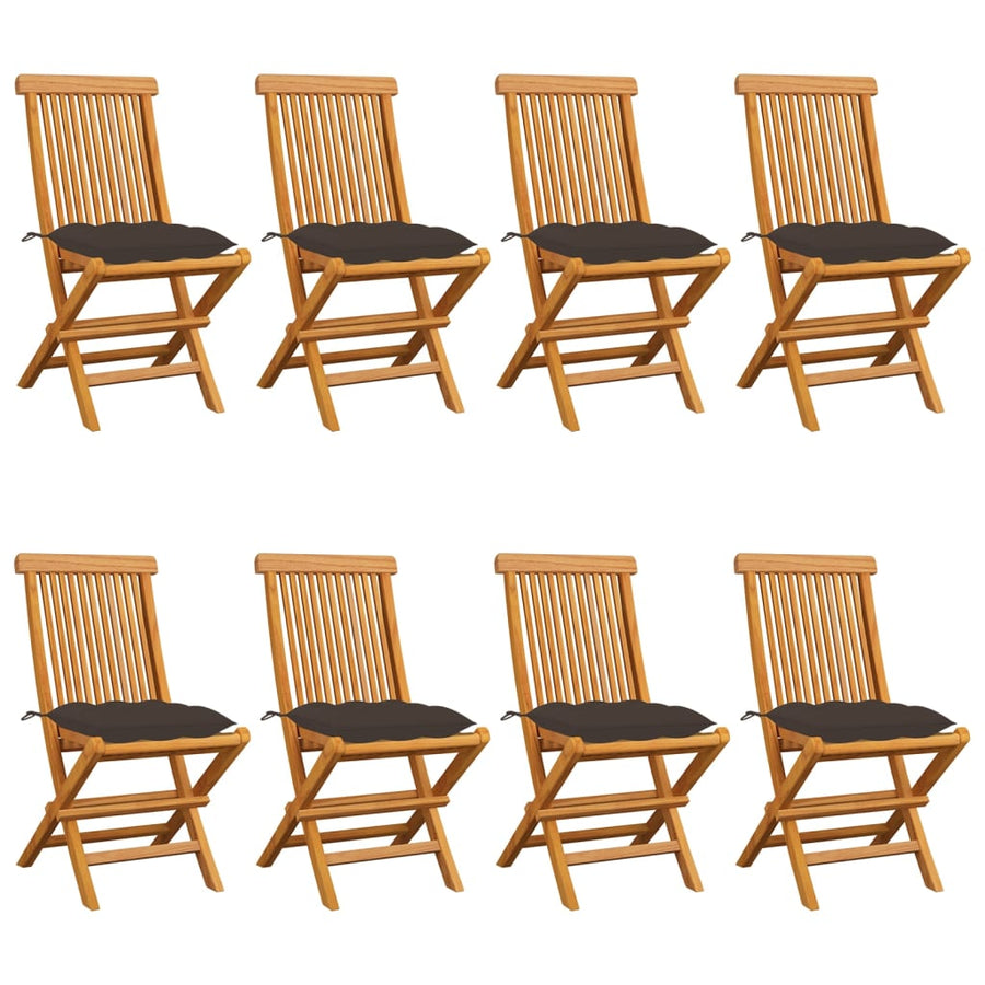Tuinstoelen Met Kussens Massief Teakhout 8 Taupe