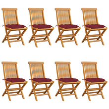 Tuinstoelen Met Wijnrode Kussens Massief Teakhout 8