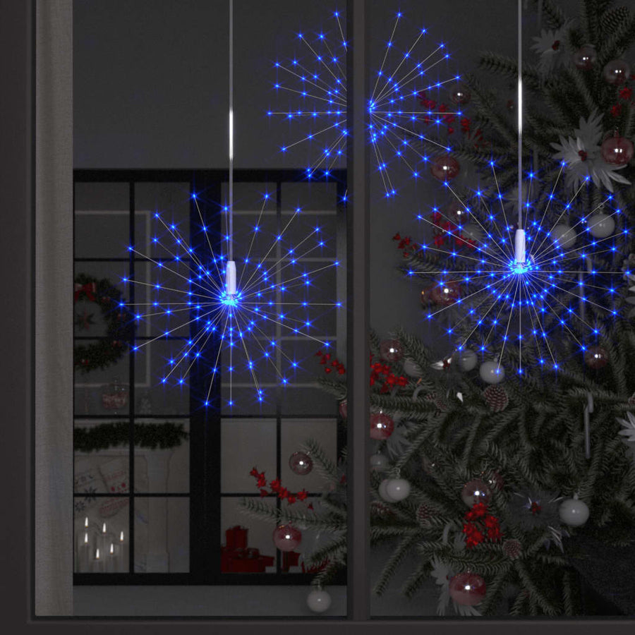 Kerstverlichting Vuurwerk 140 Led's Koudwit Buiten 20 Cm Blauw