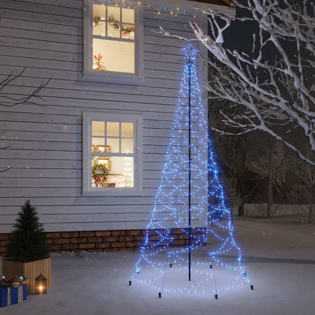 Kerstboom Met Metalen Paal En 500 Led's 3 M Blauw