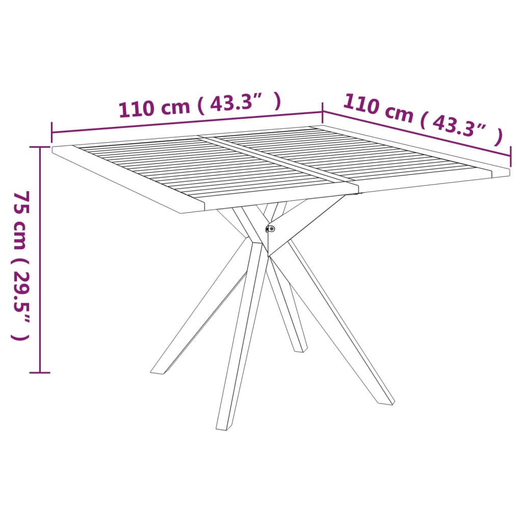 Tuintafel 110X110X75 Cm Massief Acaciahout