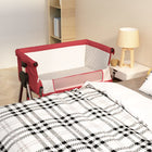 Babybox 93x56x70-82 cm linnen rood met matras