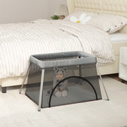 Babybox 110x82x67 cm linnen lichtgrijs met matras