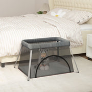 Babybox 110x82x67 cm linnen donkergrijs met matras