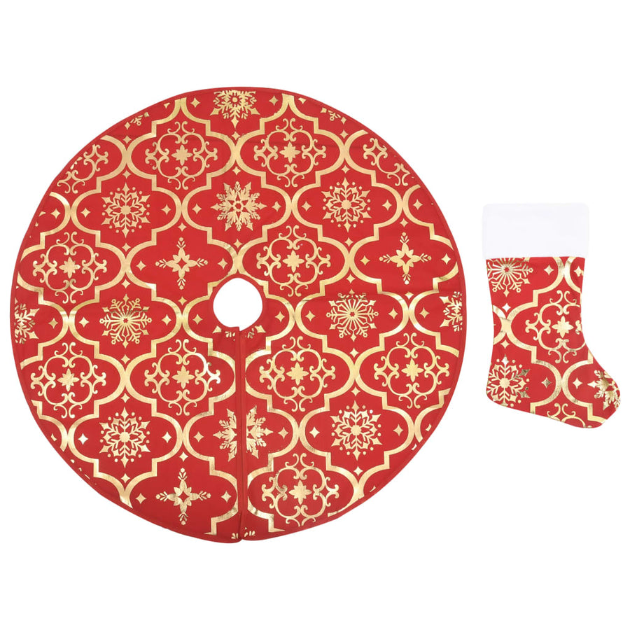 Kerstboomrok Luxe Met Sok Stof 90 cm Rood