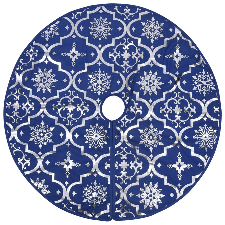 Kerstboomrok luxe met sok 122 cm stof blauw 122 cm Blauw