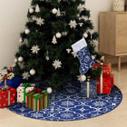 Kerstboomrok luxe met sok 122 cm stof blauw 122 cm Blauw