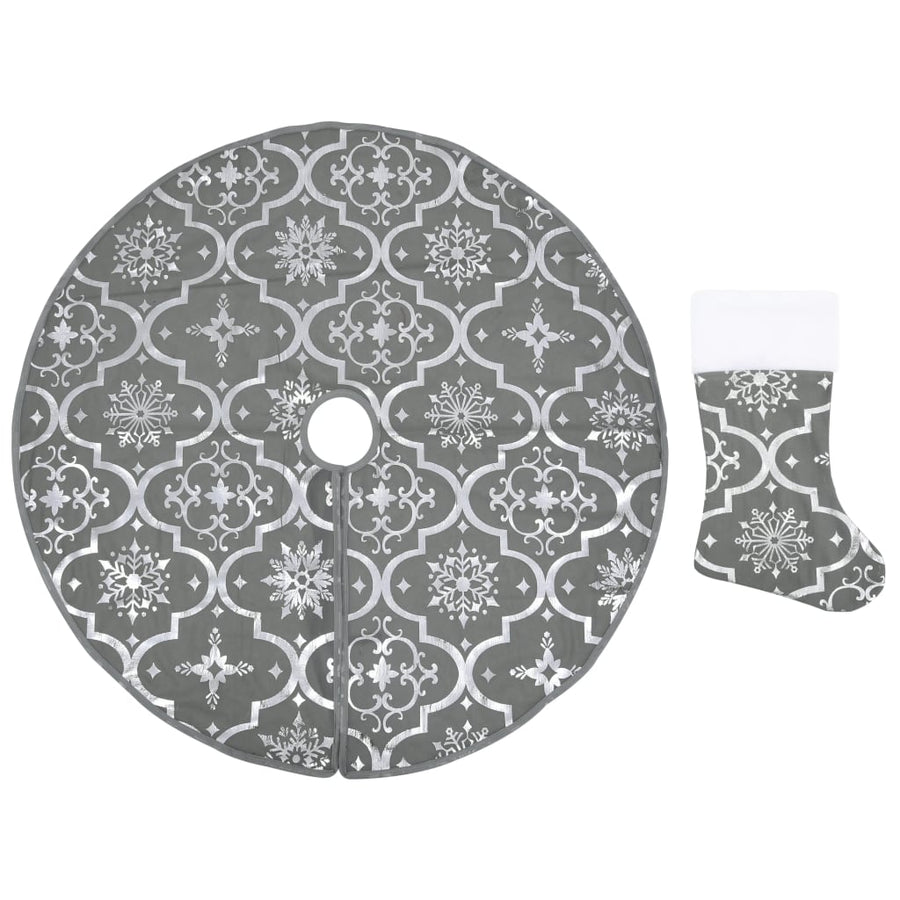 Kerstboomrok luxe met sok 90 cm stof grijs 90 cm Grijs