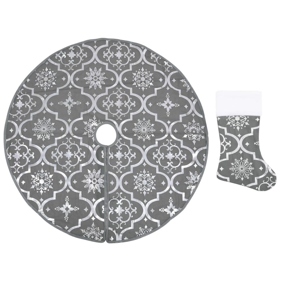 Kerstboomrok luxe met sok 122 cm stof grijs 122 cm Grijs