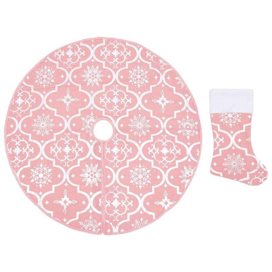 Kerstboomrok luxe met sok 90 cm stof roze 90 cm Roze