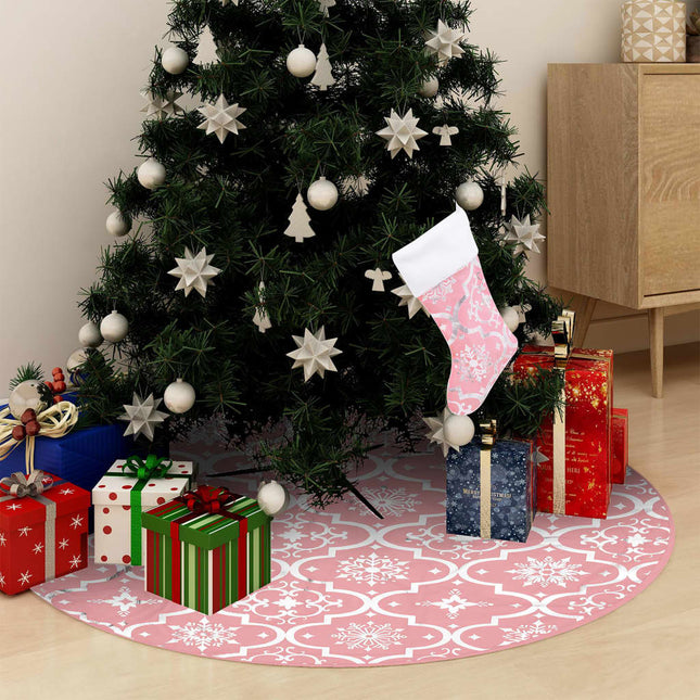 Kerstboomrok luxe met sok 122 cm stof roze 122 cm Roze