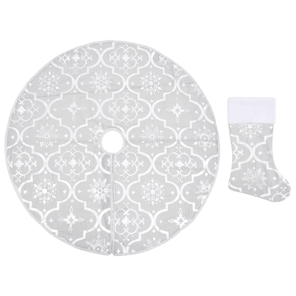Kerstboomrok Luxe Met Sok 90 Cm Stof Wit 1