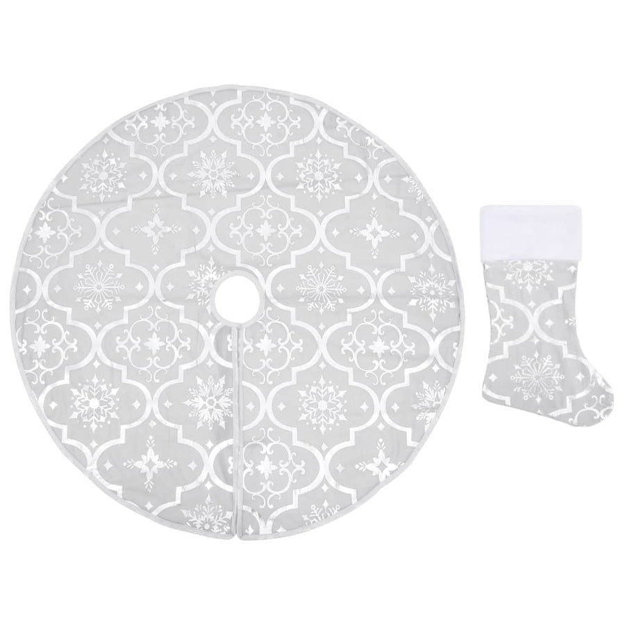 Kerstboomrok Luxe Met Sok 90 Cm Stof Wit 1