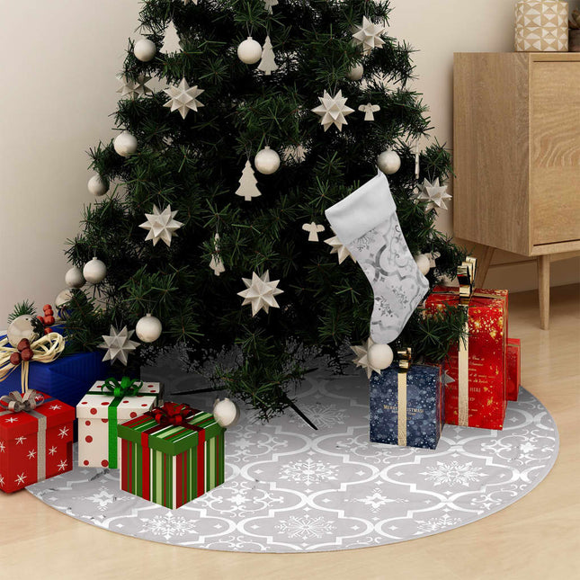 Kerstboomrok Luxe Met Sok 90 Cm Stof Wit 1