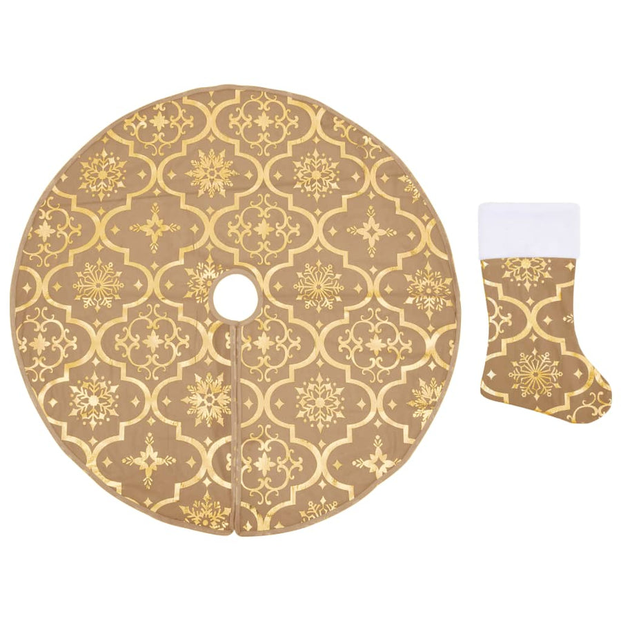Kerstboomrok luxe met sok 90 cm stof geel 90 cm Geel