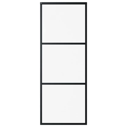 Schuifdeur Esg-Glas En Aluminium Zwart 76 x 205 cm 2 horizontale stangen