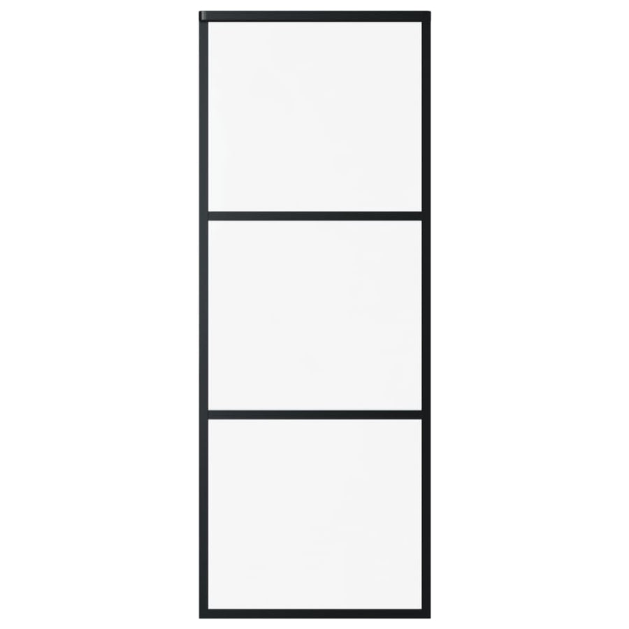 Schuifdeur Esg-Glas En Aluminium Zwart 76 x 205 cm 2 horizontale stangen