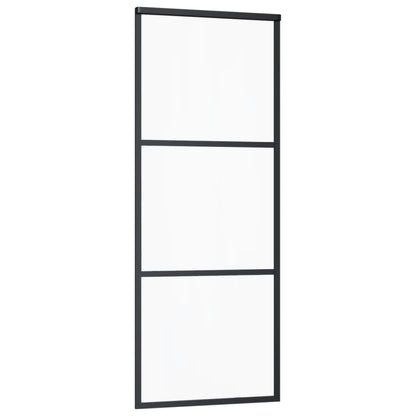 Schuifdeur Esg-Glas En Aluminium Zwart 76 x 205 cm 2 horizontale stangen