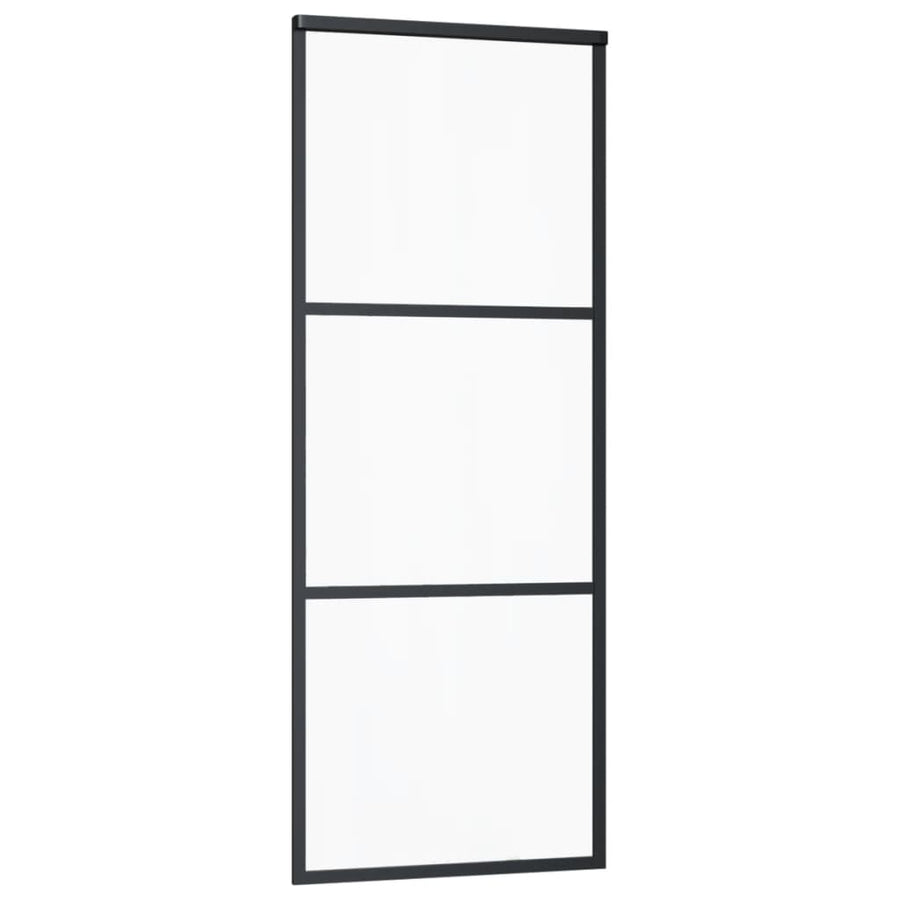 Schuifdeur Esg-Glas En Aluminium Zwart 76 x 205 cm 2 horizontale stangen