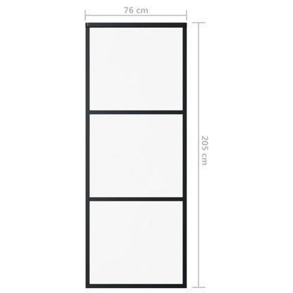 Schuifdeur Esg-Glas En Aluminium Zwart 76 x 205 cm 2 horizontale stangen