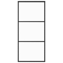 Schuifdeur 90x205 cm ESG-glas en aluminium zwart 90 x 205 cm 2 horizontale stangen