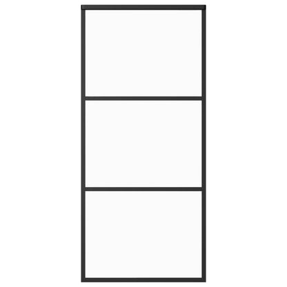 Schuifdeur 90x205 cm ESG-glas en aluminium zwart 90 x 205 cm 2 horizontale stangen