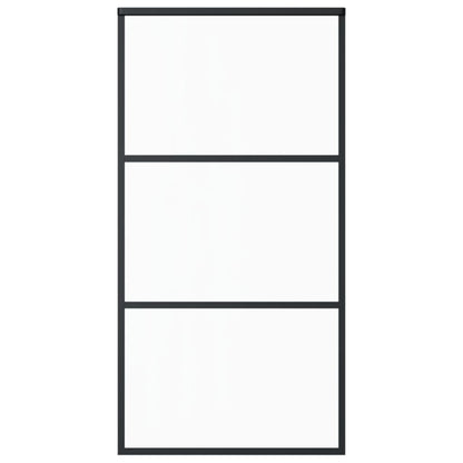 Schuifdeur Esg-Glas En Aluminium Zwart 102 x 205 cm 2 horizontale stangen
