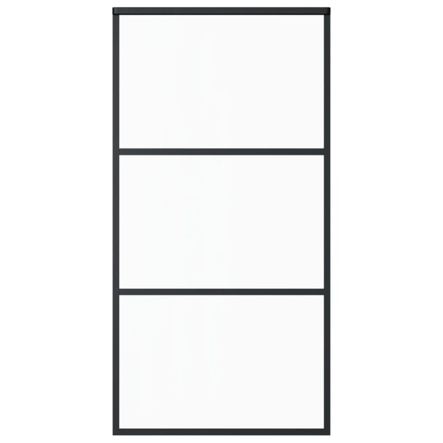 Schuifdeur Esg-Glas En Aluminium Zwart 102 x 205 cm 2 horizontale stangen