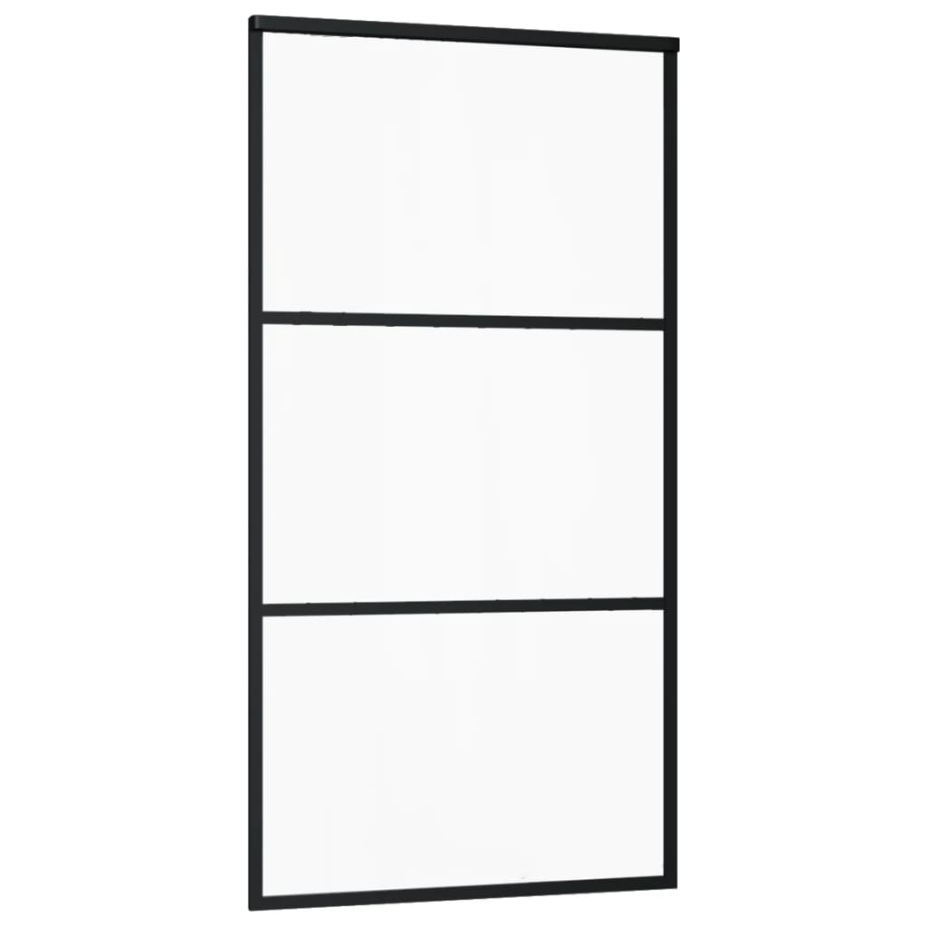 Schuifdeur Esg-Glas En Aluminium Zwart 102 x 205 cm 2 horizontale stangen