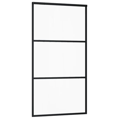 Schuifdeur Esg-Glas En Aluminium Zwart 102 x 205 cm 2 horizontale stangen