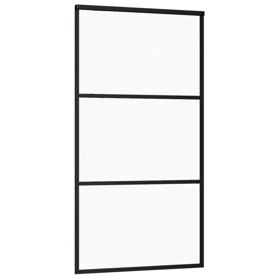 Schuifdeur Esg-Glas En Aluminium Zwart 102 x 205 cm 2 horizontale stangen