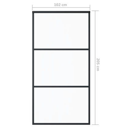Schuifdeur Esg-Glas En Aluminium Zwart 102 x 205 cm 2 horizontale stangen