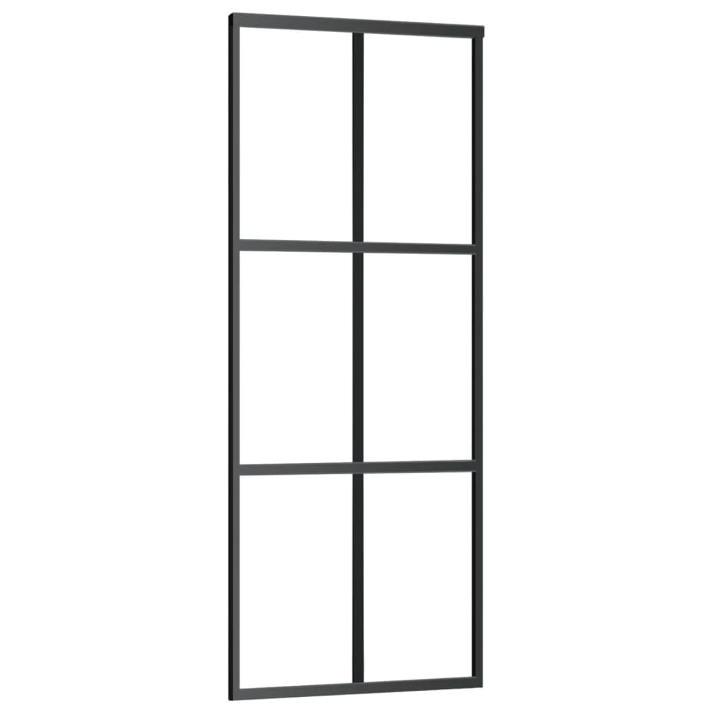Schuifdeur 76x205 cm ESG-glas en aluminium zwart 1 76 x 205 cm