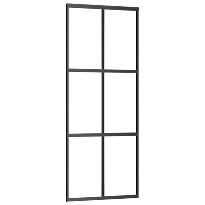 Schuifdeur 76x205 cm ESG-glas en aluminium zwart 1 76 x 205 cm