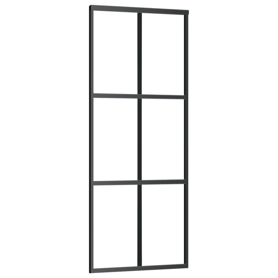 Schuifdeur 76x205 cm ESG-glas en aluminium zwart 1 76 x 205 cm