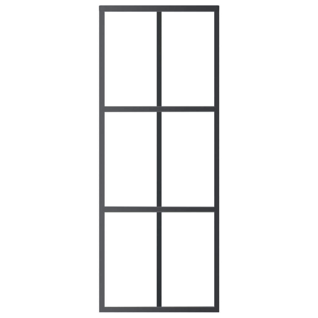 Schuifdeur 76x205 cm ESG-glas en aluminium zwart 1 76 x 205 cm