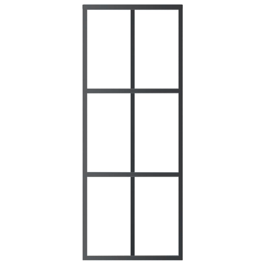 Schuifdeur 76x205 cm ESG-glas en aluminium zwart 1 76 x 205 cm