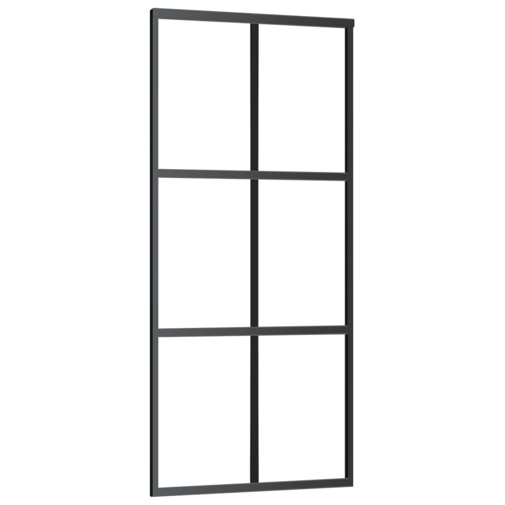 Schuifdeur 90x205 cm ESG-glas en aluminium zwart 1 90 x 205 cm