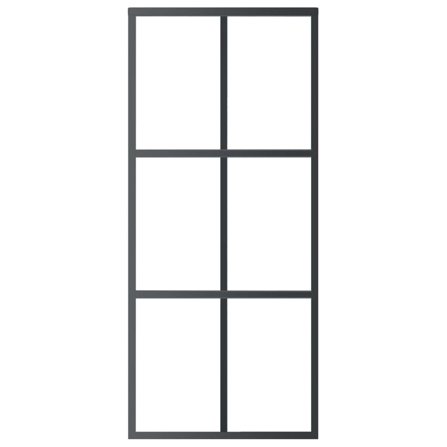 Schuifdeur 90x205 cm ESG-glas en aluminium zwart 1 90 x 205 cm