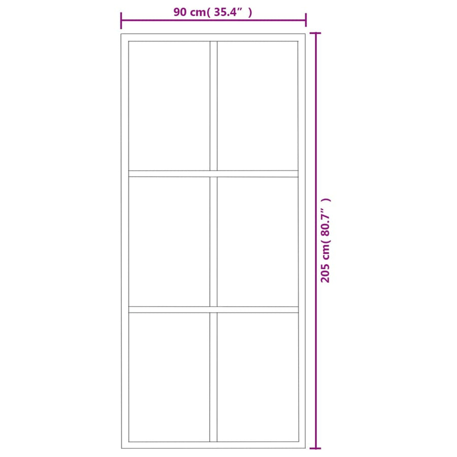 Schuifdeur 90x205 cm ESG-glas en aluminium zwart 1 90 x 205 cm