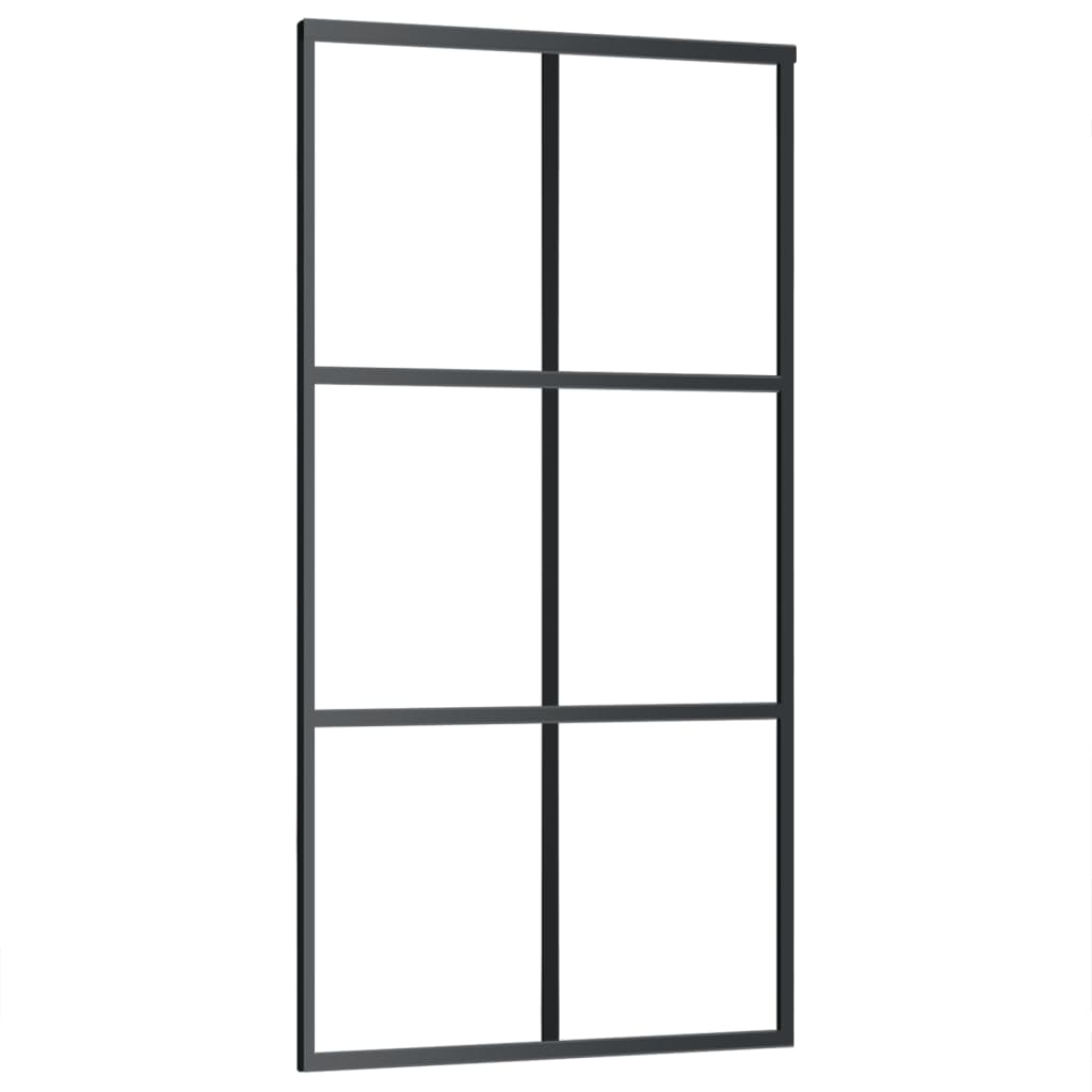Schuifdeur 102x205 cm ESG-glas en aluminium zwart 1 102 x 205 cm
