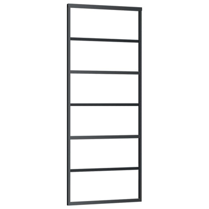 Schuifdeur 76x205 cm ESG-glas en aluminium zwart 76 x 205 cm 5 horizontale stangen