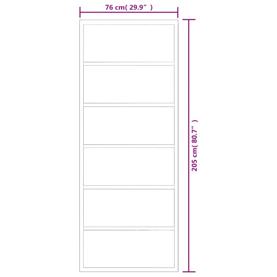 Schuifdeur 76x205 cm ESG-glas en aluminium zwart 76 x 205 cm 5 horizontale stangen