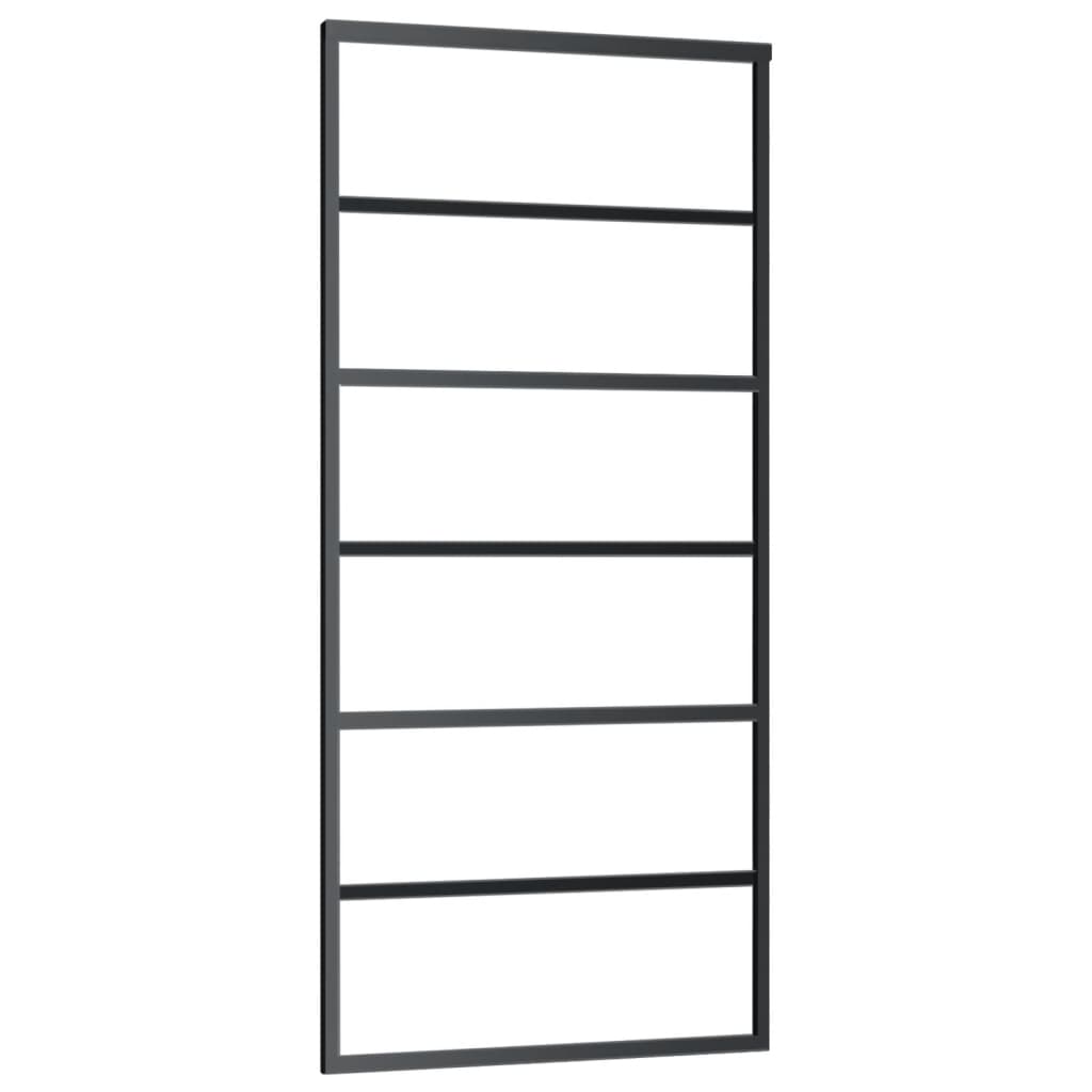 Schuifdeur 90x205 cm ESG-glas en aluminium zwart 90 x 205 cm 5 horizontale stangen
