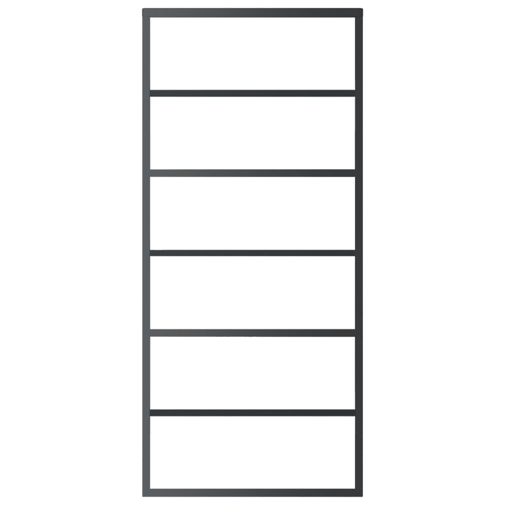 Schuifdeur 90x205 cm ESG-glas en aluminium zwart 90 x 205 cm 5 horizontale stangen