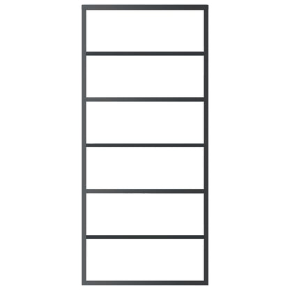 Schuifdeur 90x205 cm ESG-glas en aluminium zwart 90 x 205 cm 5 horizontale stangen