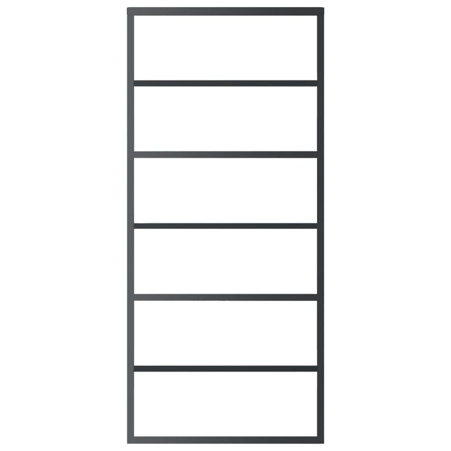 Schuifdeur 90x205 cm ESG-glas en aluminium zwart 90 x 205 cm 5 horizontale stangen
